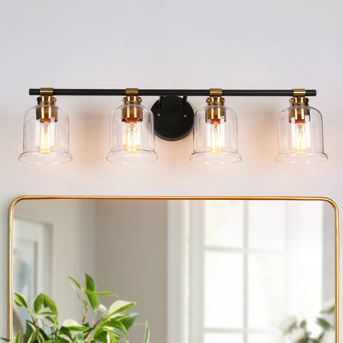 Chayote 4-Light Black and Brass Bathroom Vanity Light