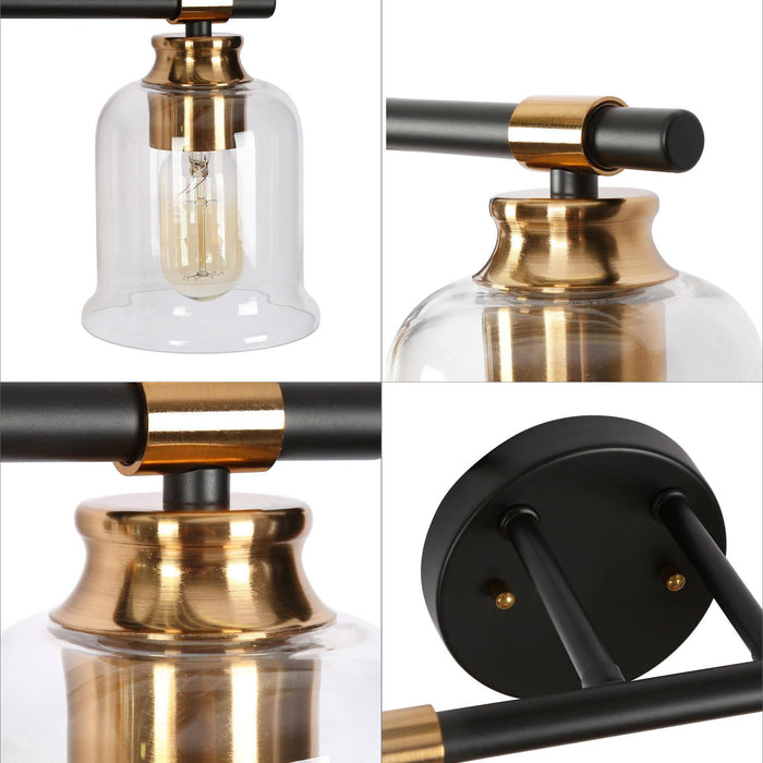 Chayote 4-Light Black and Brass Bathroom Vanity Light