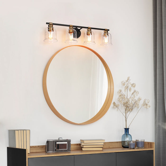 Chayote 4-Light Black and Brass Bathroom Vanity Light