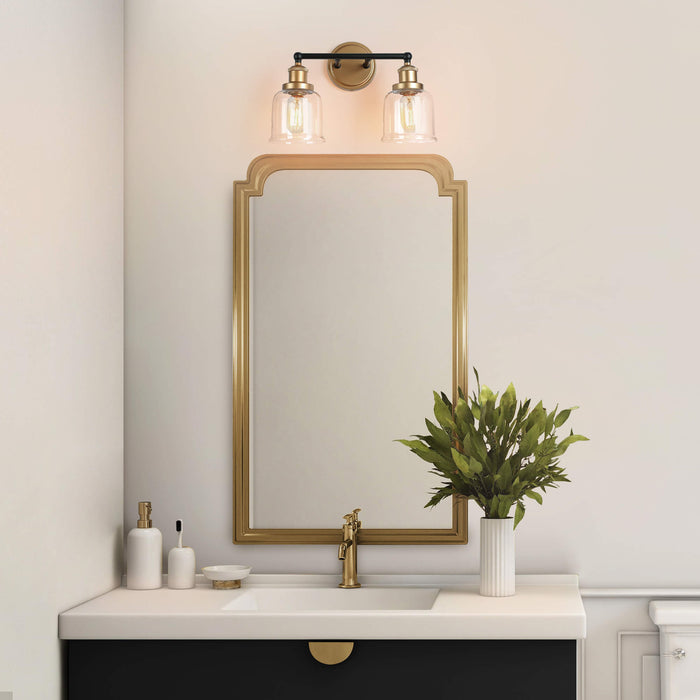Hengra 2-Light Black and Brass Bathroom Vanity Light
