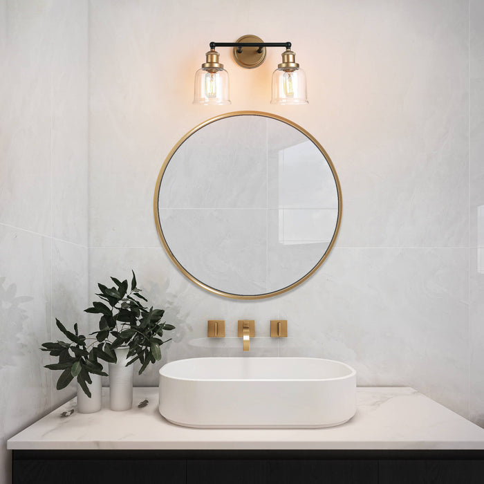 Hengra 2-Light Black and Brass Bathroom Vanity Light