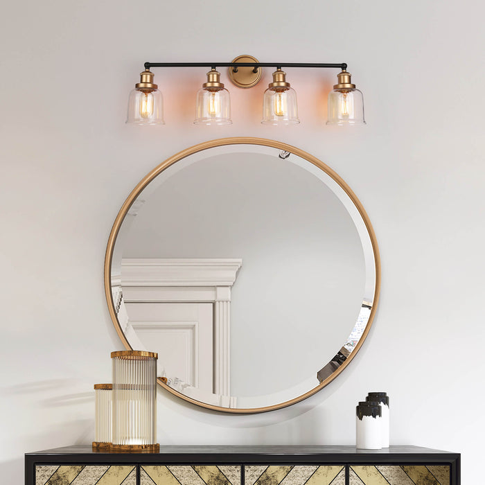 Hengra 4-Light Black and Gold Bathroom Vanity Light
