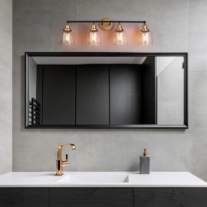 Hengra 4-Light Black and Gold Bathroom Vanity Light