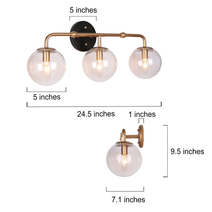Thalum 3-Light Black and Brass Bathroom Vanity Light