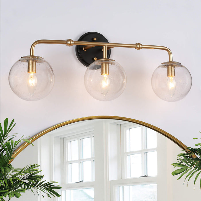 Thalum 3-Light Black and Brass Bathroom Vanity Light