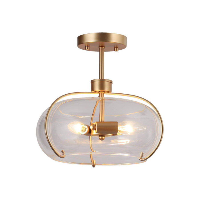 Riccan 3-Light Gold Semi-Flush Mount Light