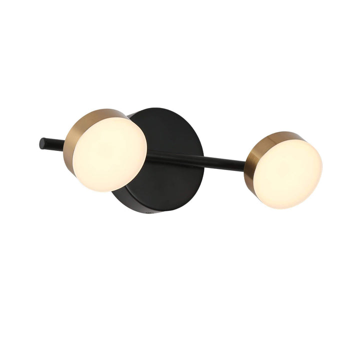 Nelly 2-Light LED Black and Brass Bathroom Vanity Light