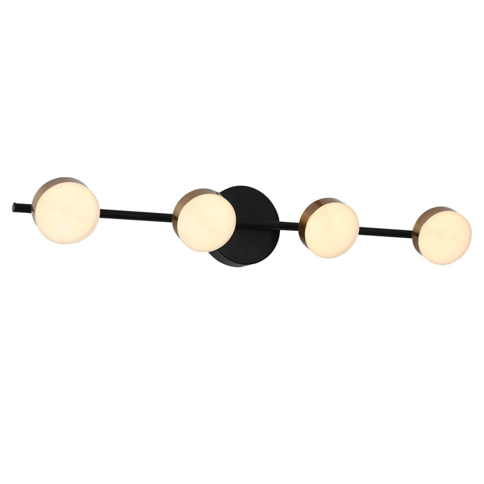 Nelly 4-Light LED Black and Brass Bathroom Vanity Light