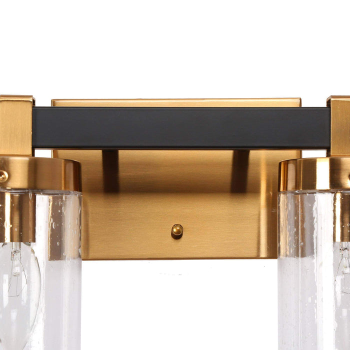Sean 2-Light Black and Brass Bathroom Vanity Light
