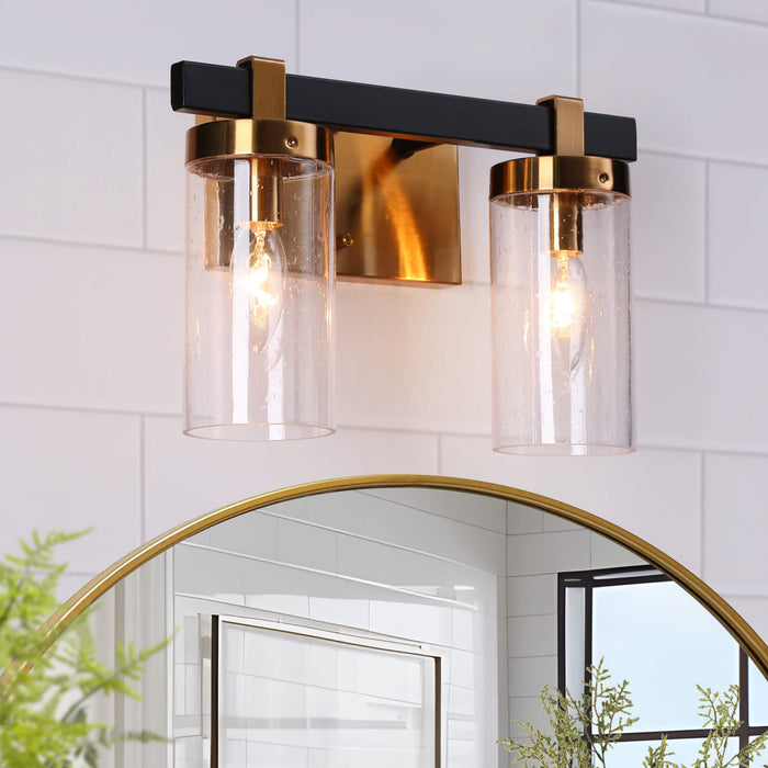 Sean 2-Light Black and Brass Bathroom Vanity Light