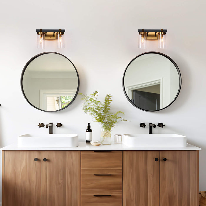 Sean 2-Light Black and Brass Bathroom Vanity Light