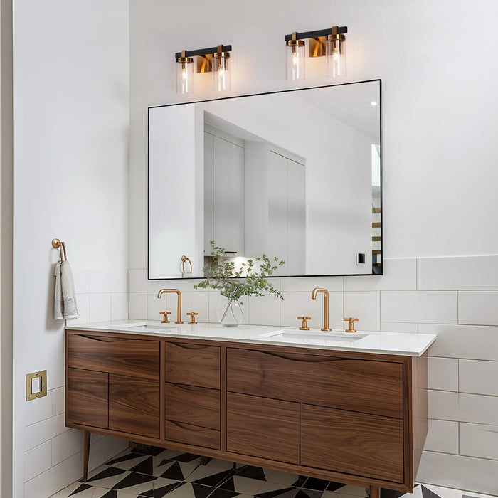 Sean 2-Light Black and Brass Bathroom Vanity Light