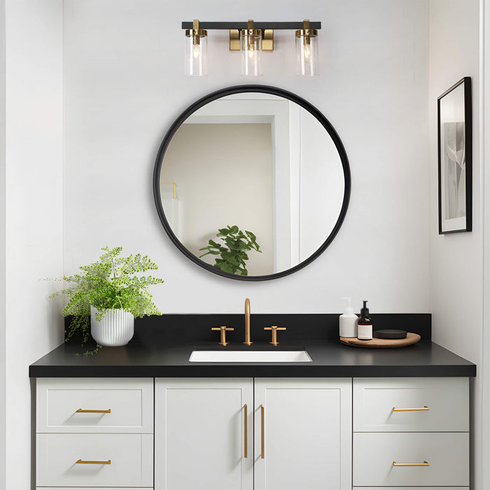 Sean 3-Light Black and Brass Bathroom Vanity Light