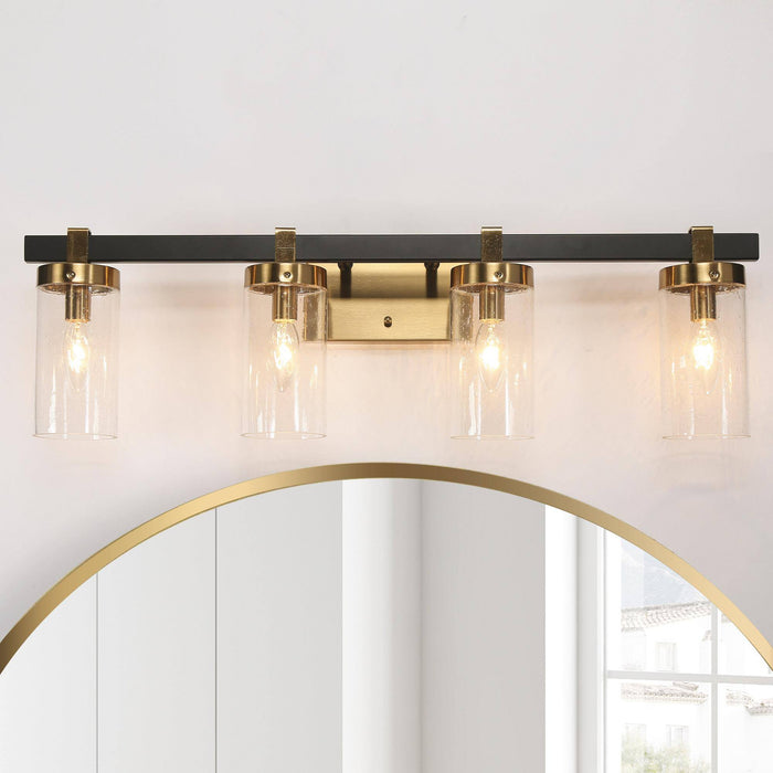Sean 4-Light Black and Brass Bathroom Vanity Light