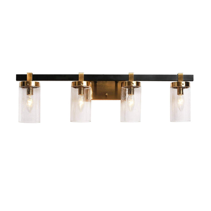 Sean 4-Light Black and Brass Bathroom Vanity Light