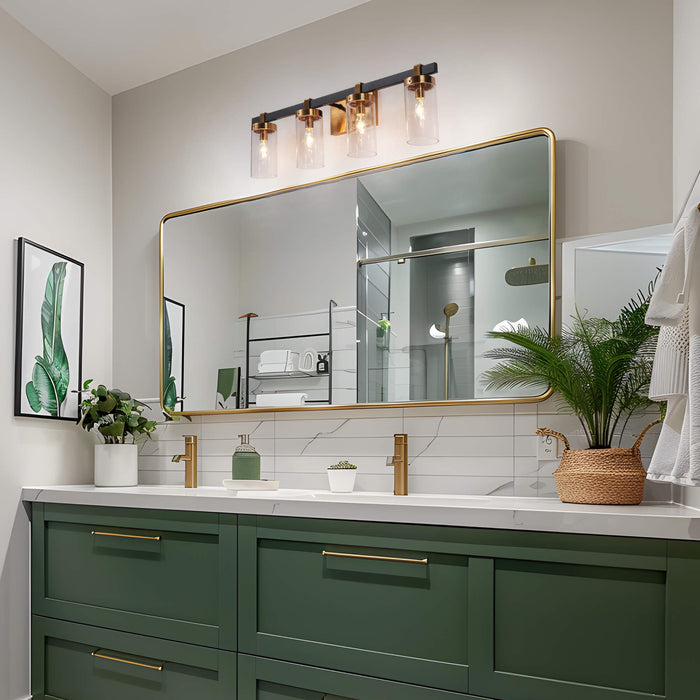 Sean 4-Light Black and Brass Bathroom Vanity Light
