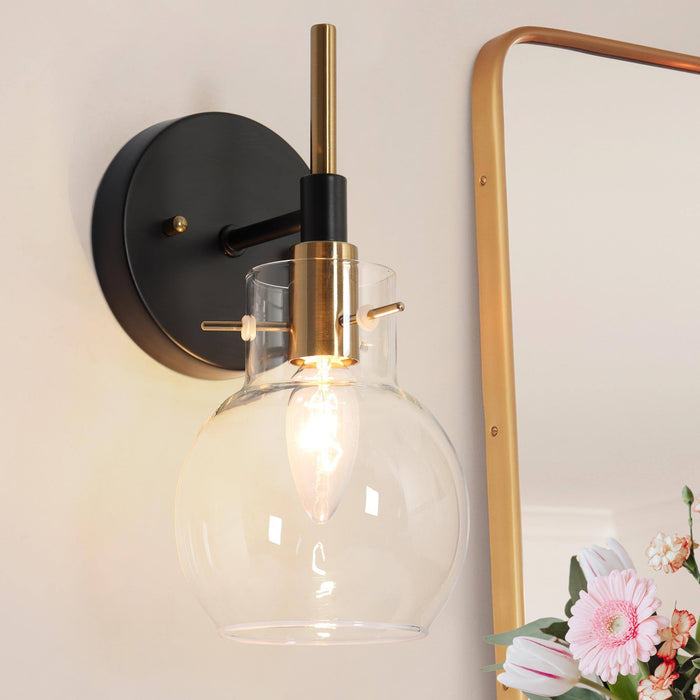 Augitis 1-Light Black and Brass Wall Sconce