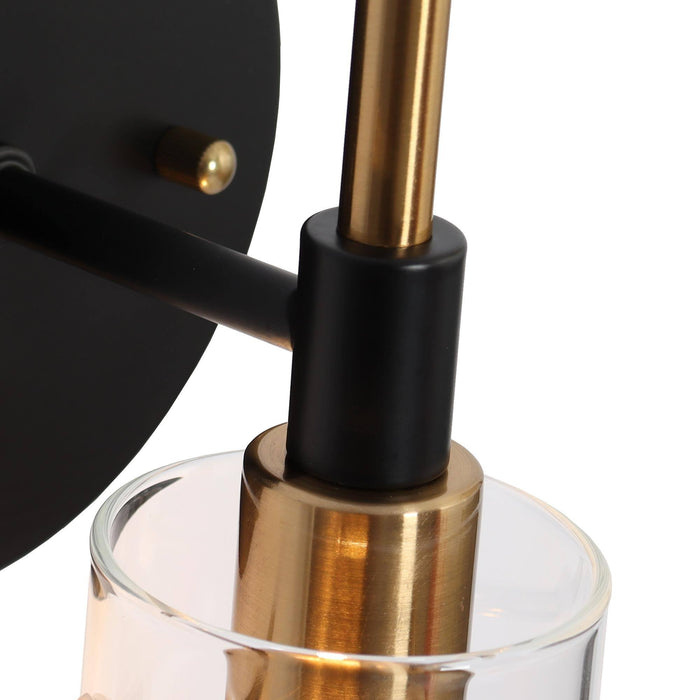 Augitis 1-Light Black and Brass Wall Sconce