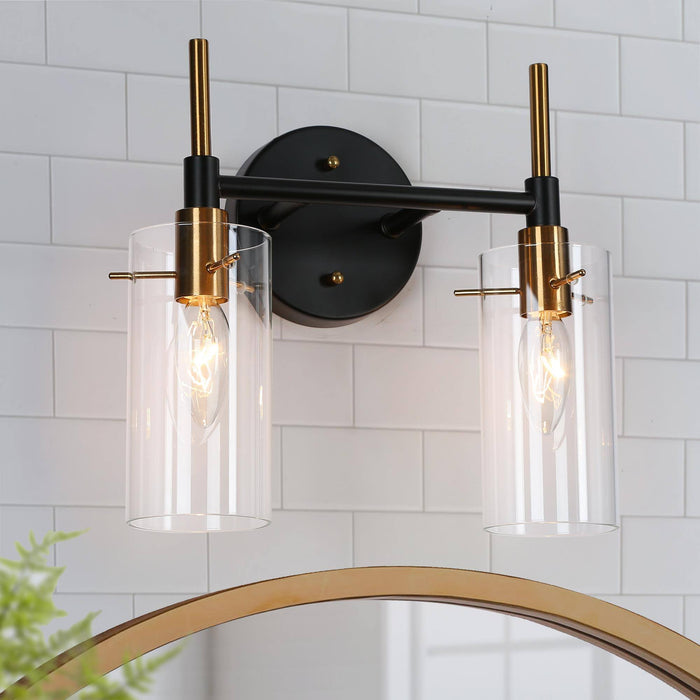 Crasina 2-Light Black and Brass Bathroom Vanity Light