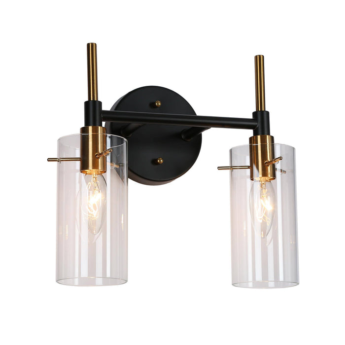 Crasina 2-Light Black and Brass Bathroom Vanity Lights