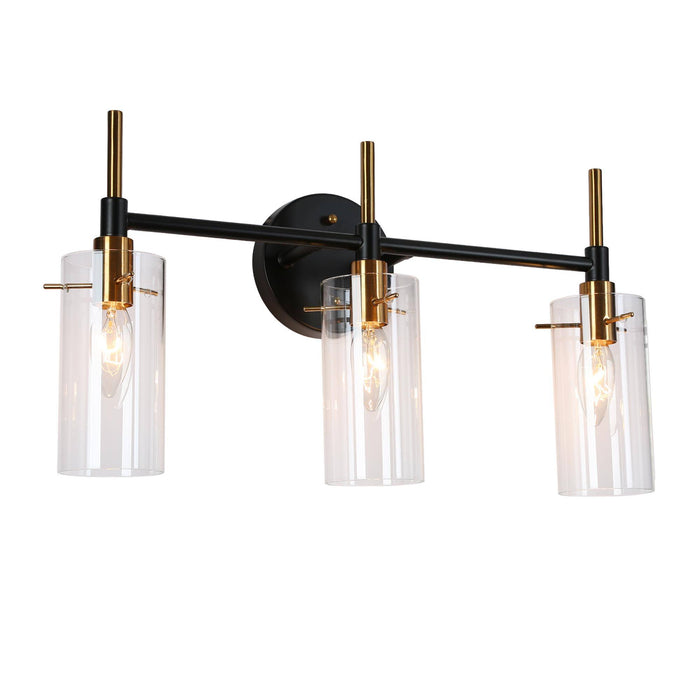Crasina 3-Light Black And Brass Vanity Lights