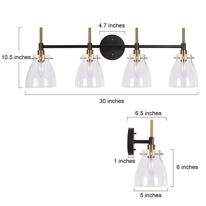 Aviana 4-Light Black Bathroom Vanity Light