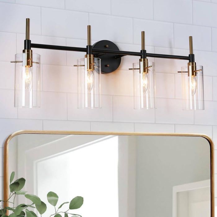 Crasina 4-Light Black and Brass Bathroom Vanity Light
