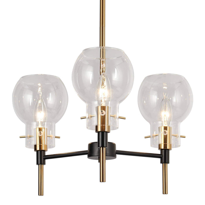 Augitis 3-Light Black and Brass Chandelier
