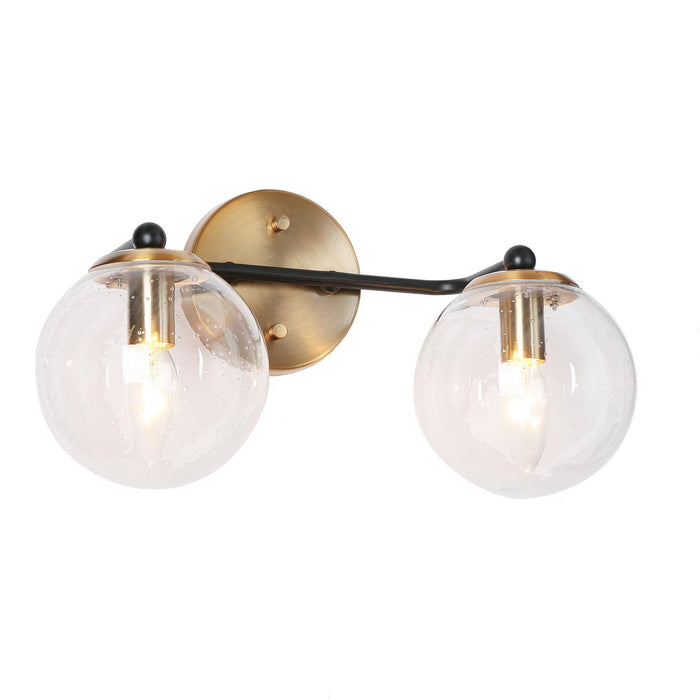 Vellic 2-Light Black and Brass Bathroom Vanity Light