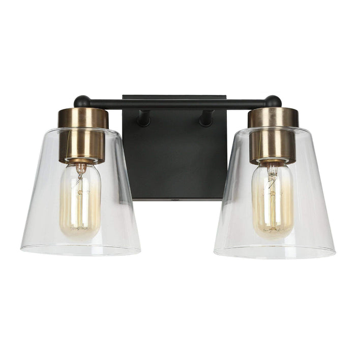 Zyrelis 2-Light Black and Brass Bathroom Vanity Light