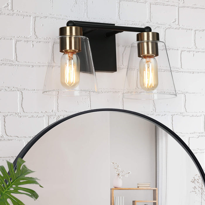Zyrelis 2-Light Black and Brass Bathroom Vanity Light