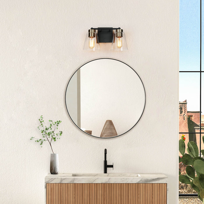 Zyrelis 2-Light Black and Brass Bathroom Vanity Light