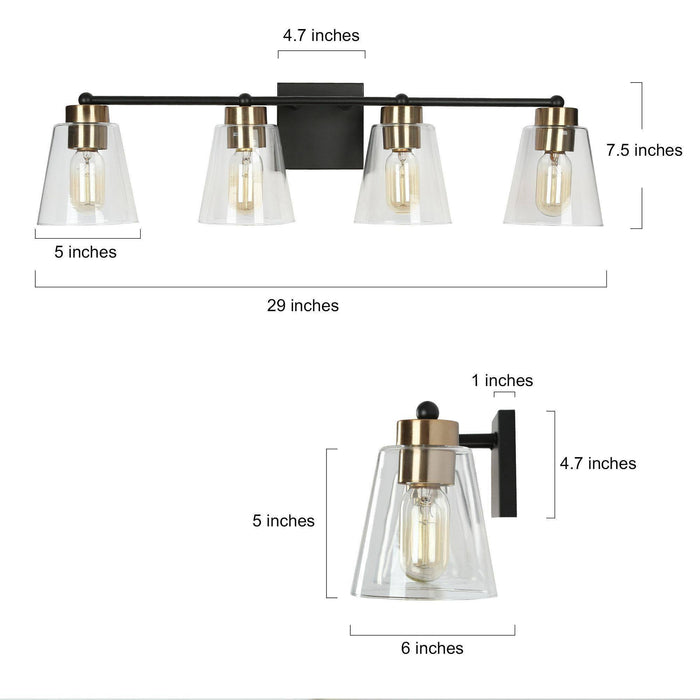 Zyrelis 1-Light Black and Brass Bathroom Vanity Light
