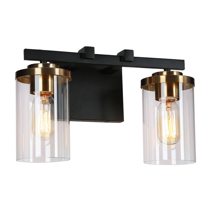 Mystil 2-Light Black and Brass Bathroom Vanity Lights