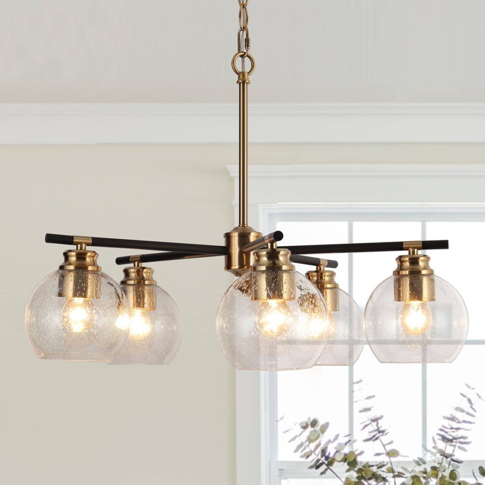 Amiry 5-Light Black And Brass Seeded Glass Chandelier