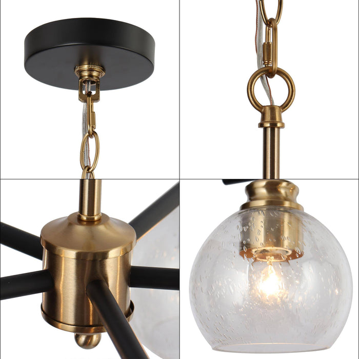 Amiry 5-Light Black And Brass Seeded Glass Chandelier