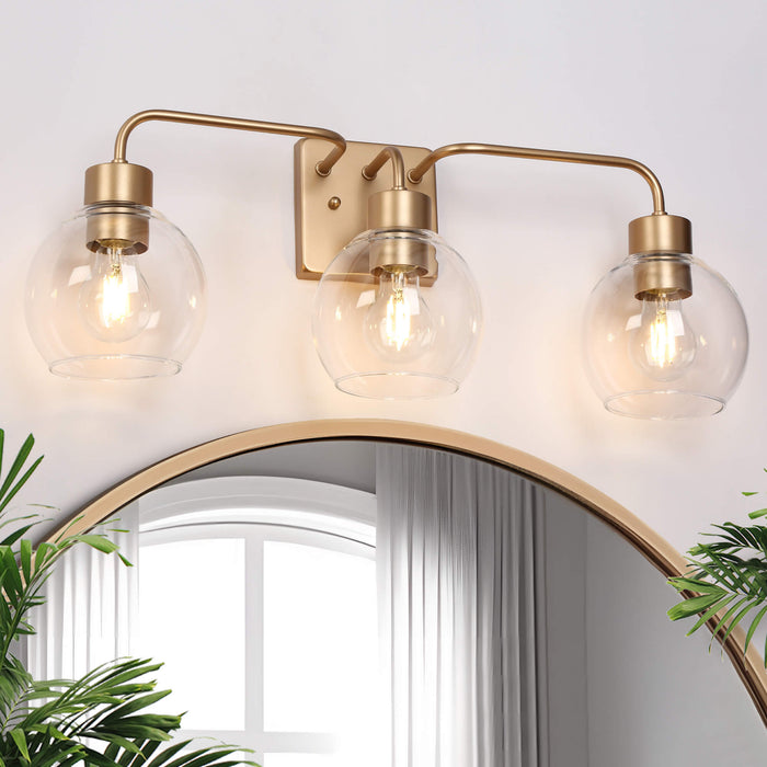 Bresily 3-Light Gold Bathroom Vanity Light