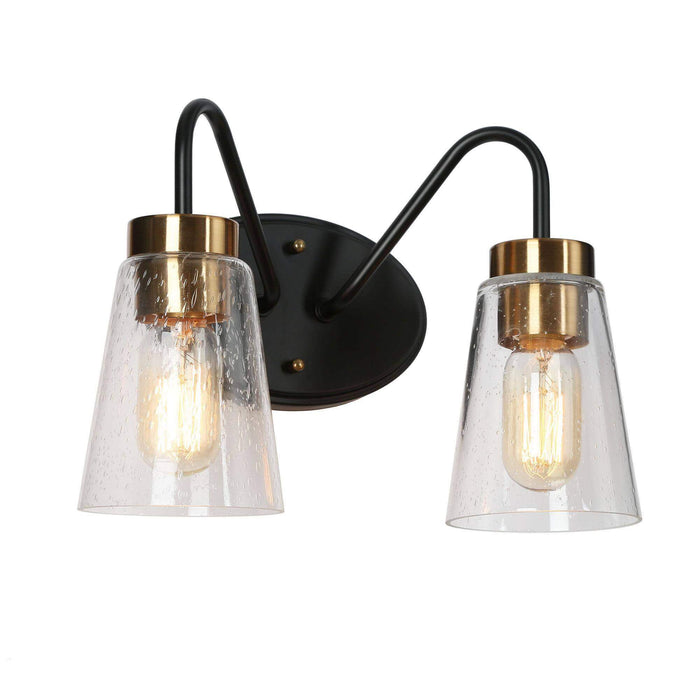 Neil 2-Light Black and Brass Bathroom Vanity Light