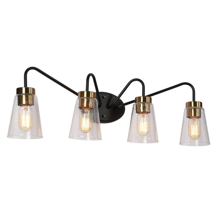 Neil 4-Light Black and Brass Bathroom Vanity Light