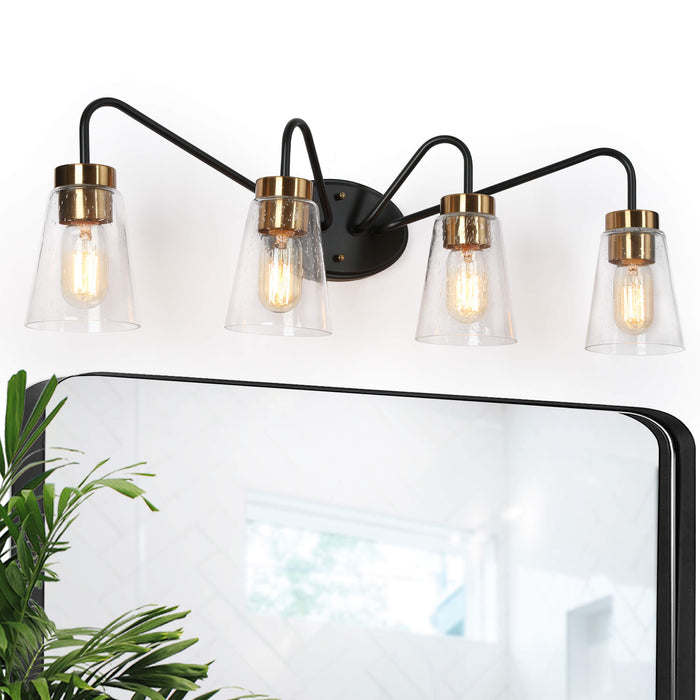 Neil 4-Light Black and Brass Bathroom Vanity Light