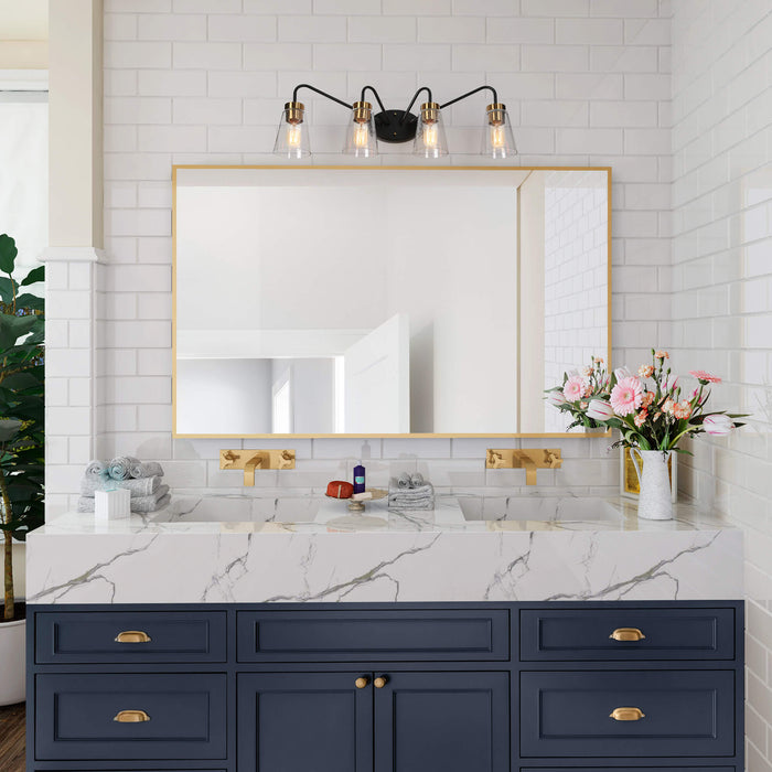 Neil 4-Light Black and Brass Bathroom Vanity Light