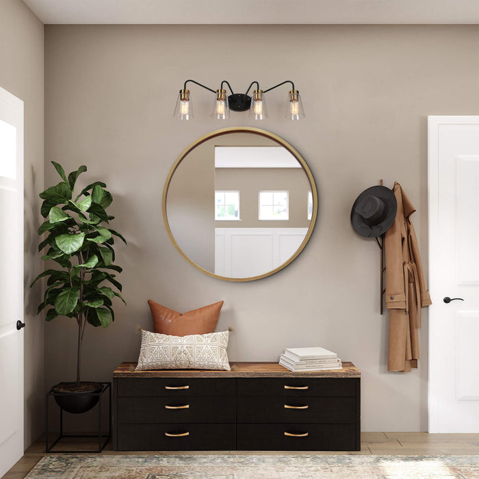 Neil 4-Light Black and Brass Bathroom Vanity Light