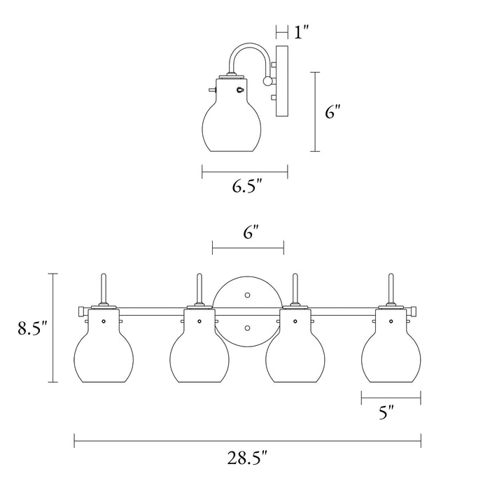Pleiara 4-Light Black Bathroom Vanity Light
