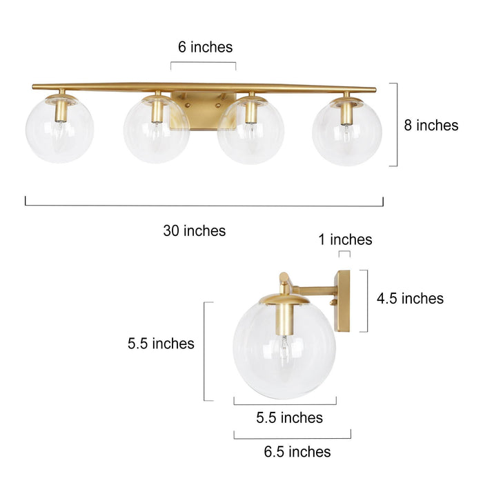 Kiselle 4-Light Gold Bathroom Vanity Light