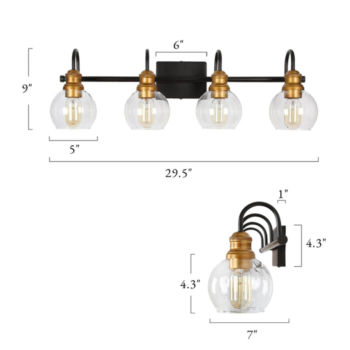 Xelrion 4-Light Gold Bathroom Vanity Light
