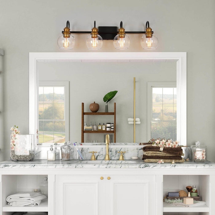 Xelrion 4-Light Gold Bathroom Vanity Light