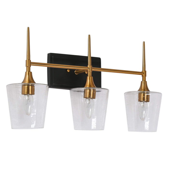 Sanant 3-Light Black and Brass Bathroom Vanity Light