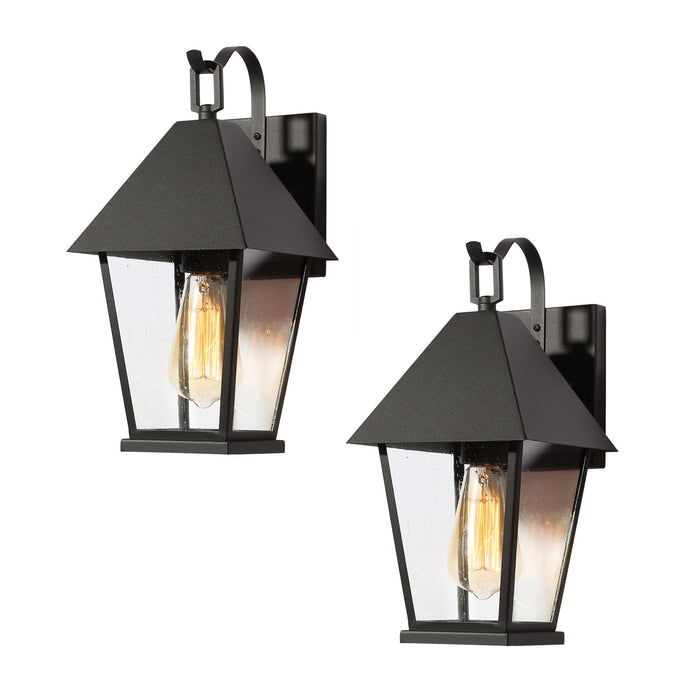 Qirvona 1-Light Black Outdoor Wall Lights Set of 2