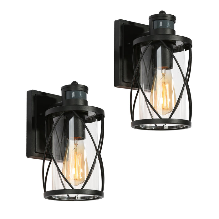 Oliver 1-Light 2-Pack Black Motion Sensor Outdoor Wall Lights