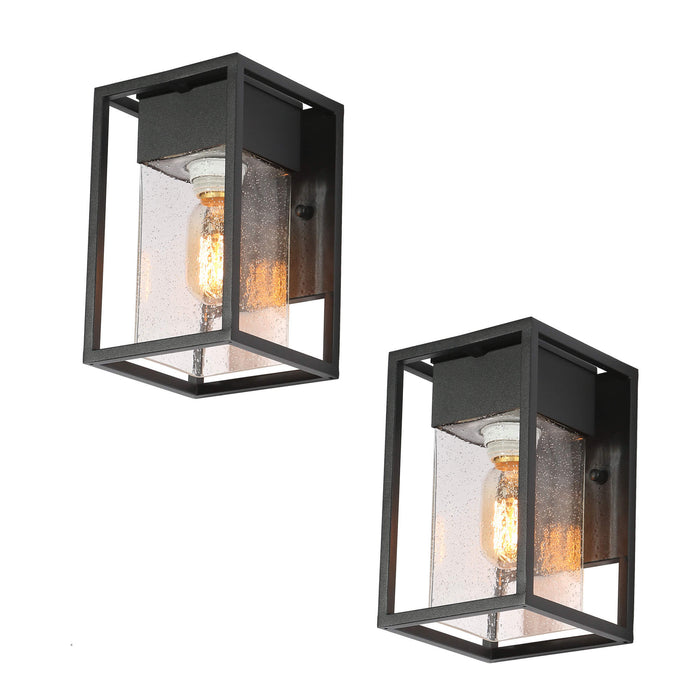 Zavora 1-Light Black Outdoor Wall Lights Set of 2